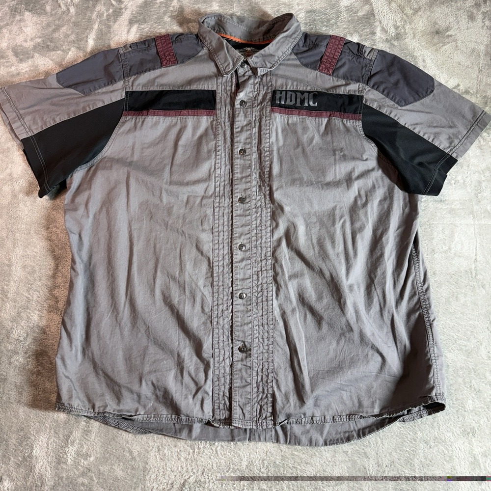 Harley Davidson Genuine Motorclothes Shirt 3XL HDMC‎ Gray Black Button Up